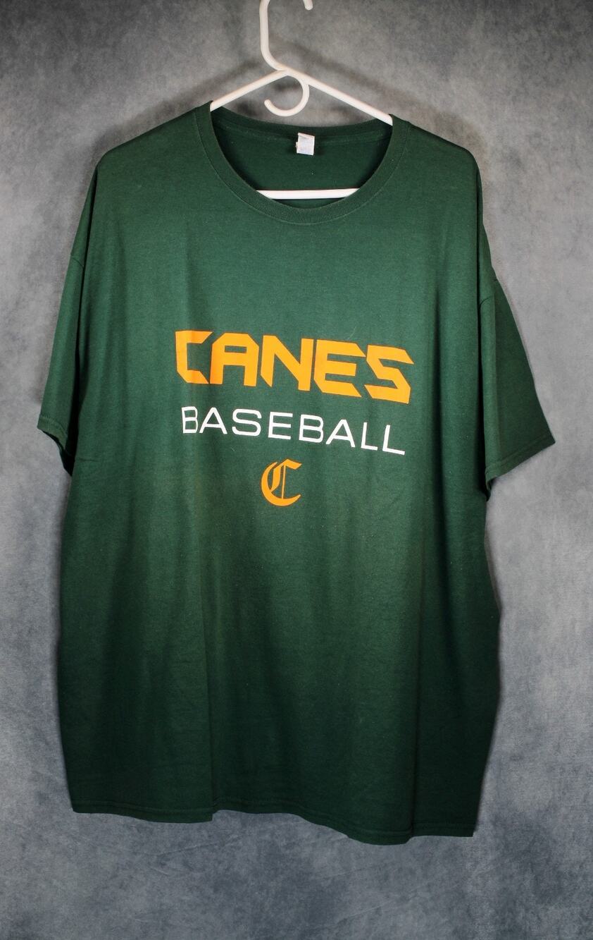 Canes Baseball Green Orange Graphic T-Shirt Jersey Number 4 Men XXL 25.5x30